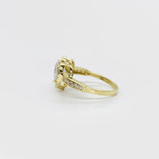 10k Gold ring with cubic zirconia accents side view on a light gray background