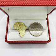 14k Gold Africa map ring and silver coin in a red box