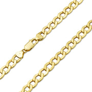 Close-up of a 10k solid yellow gold classic Cuban curb chain necklace