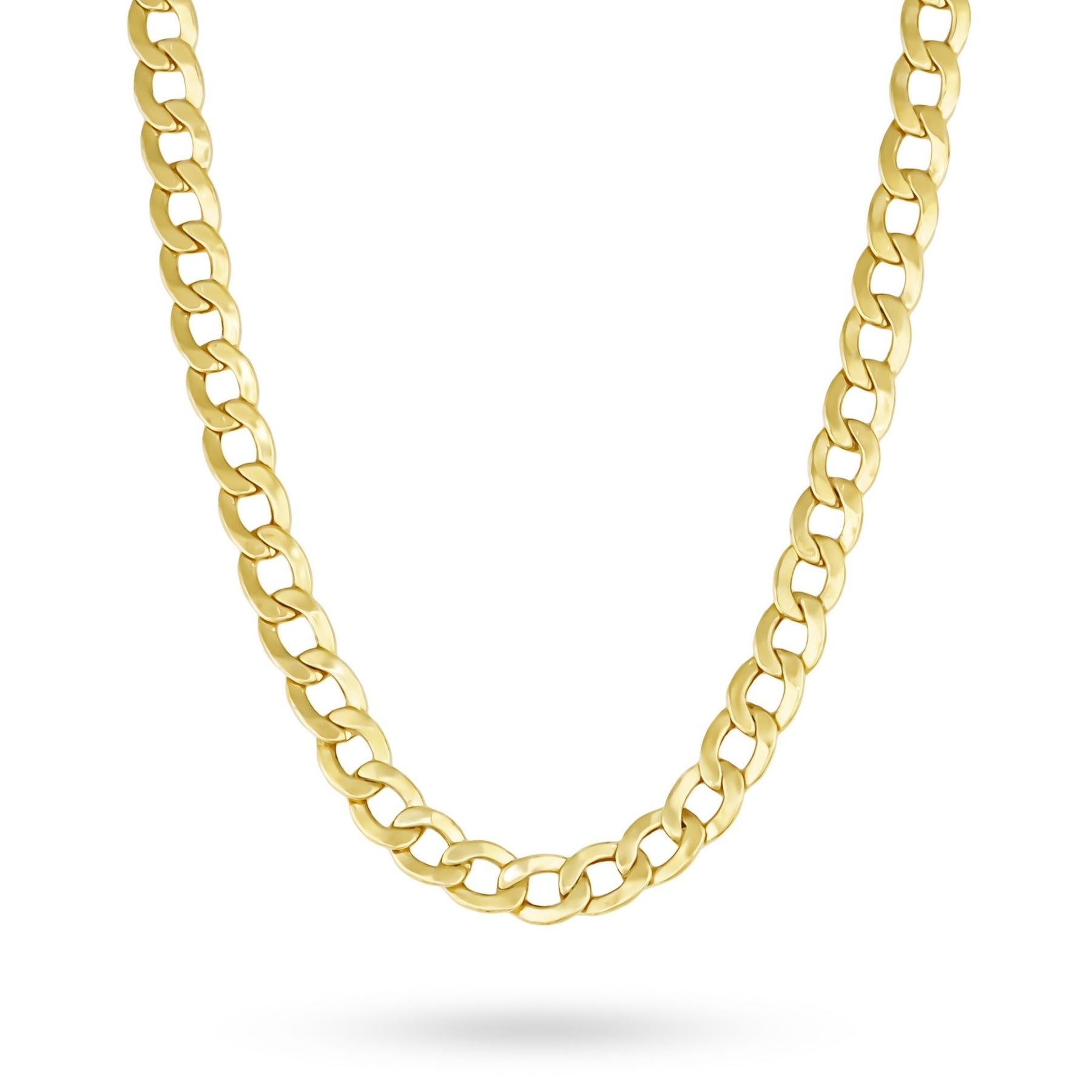 10k Gold Classic Cuban Curb Chain necklace on a white background