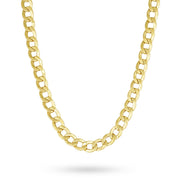 10k gold classic hollow Cuban curb chain necklace displayed on a plain white background.