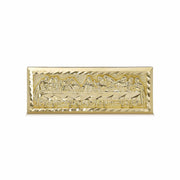 Direct front view of a 10k yellow gold classic Last Supper two-finger ring