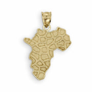 Back view of the 10k Gold Classic Nugget Africa Map Pendant showcasing its smooth reverse finish and polished bail.
