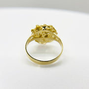 10k gold nugget round ring side view showing high-polish band