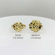 10k yellow gold nugget ring angled view highlighting round nugget head texture