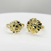 10k yellow gold classic nugget round ring front view on white background