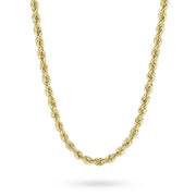 10k yellow gold hollow rope chain necklace displayed on a clean white background.