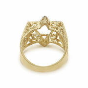 Inside view of 10k gold Star of David ring showing the hollow back structure.