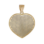 10k yellow gold convex heart pendant showing the smooth, polished back and bail.