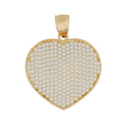 10k yellow gold convex heart pendant completely pavé-set with sparkling cubic zirconia stones.