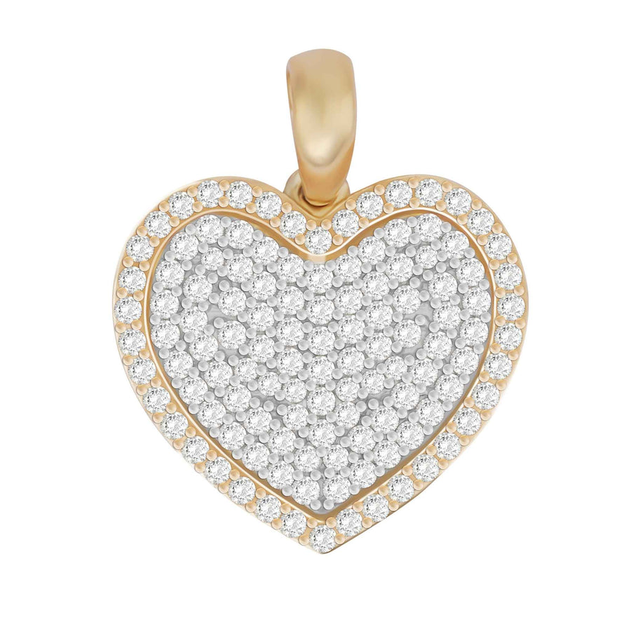 10k yellow gold heart pendant featuring a pavé setting of white cubic zirconia stones.