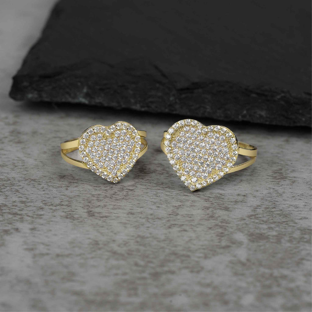 10k Gold Dazzling Heart White Cubic Zirconia Ring, product variation view.