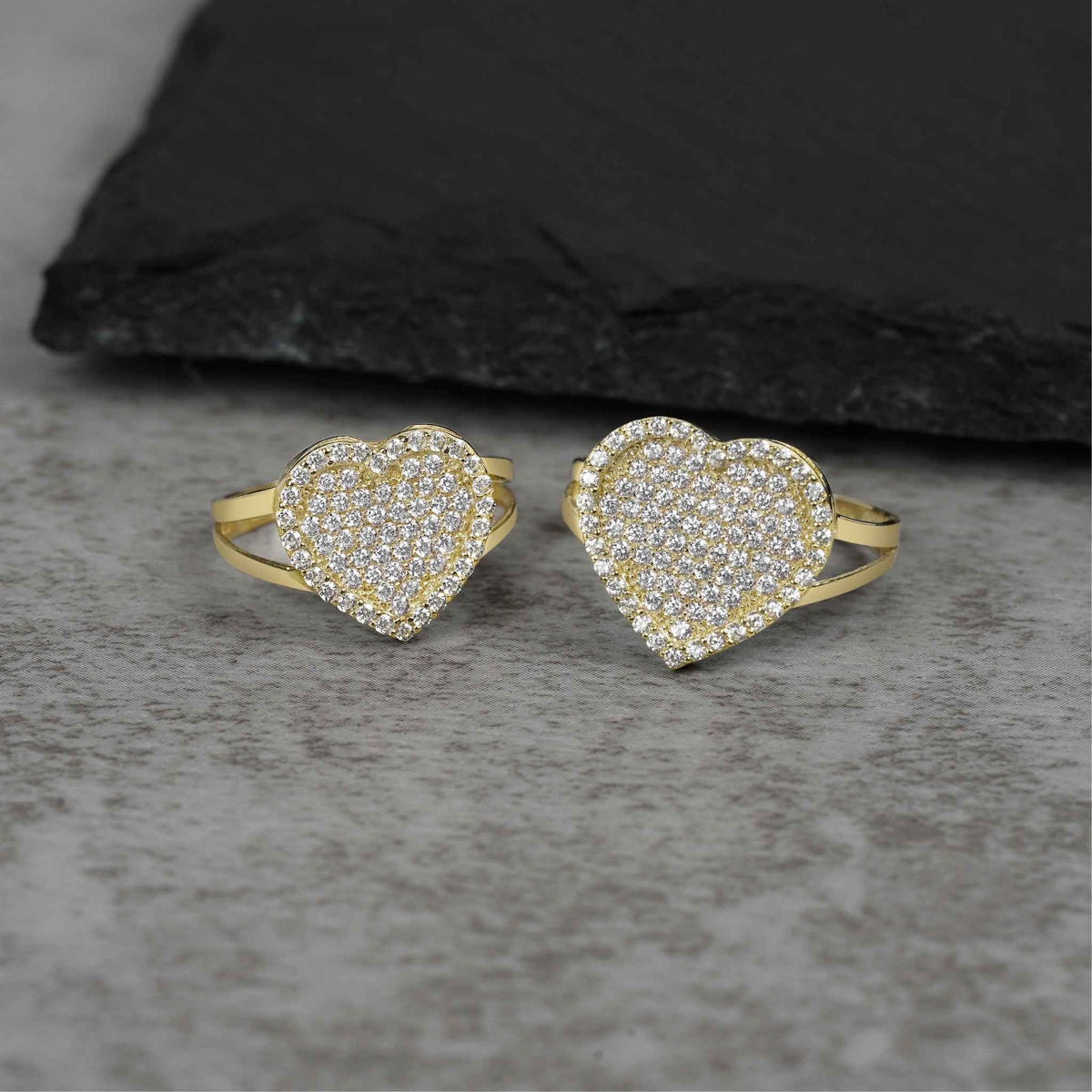 10k Gold Dazzling Heart White Cubic Zirconia Ring, product variation view.