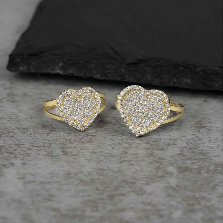 10k Gold Dazzling Heart White Cubic Zirconia Ring, product variation view.