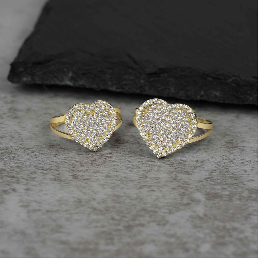 10k Gold Dazzling Heart White Cubic Zirconia Ring, product variation view.