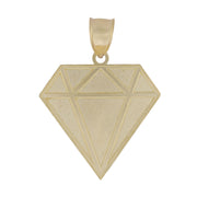 Smooth solid 10k yellow gold flat back of the diamond pendant against a white background.