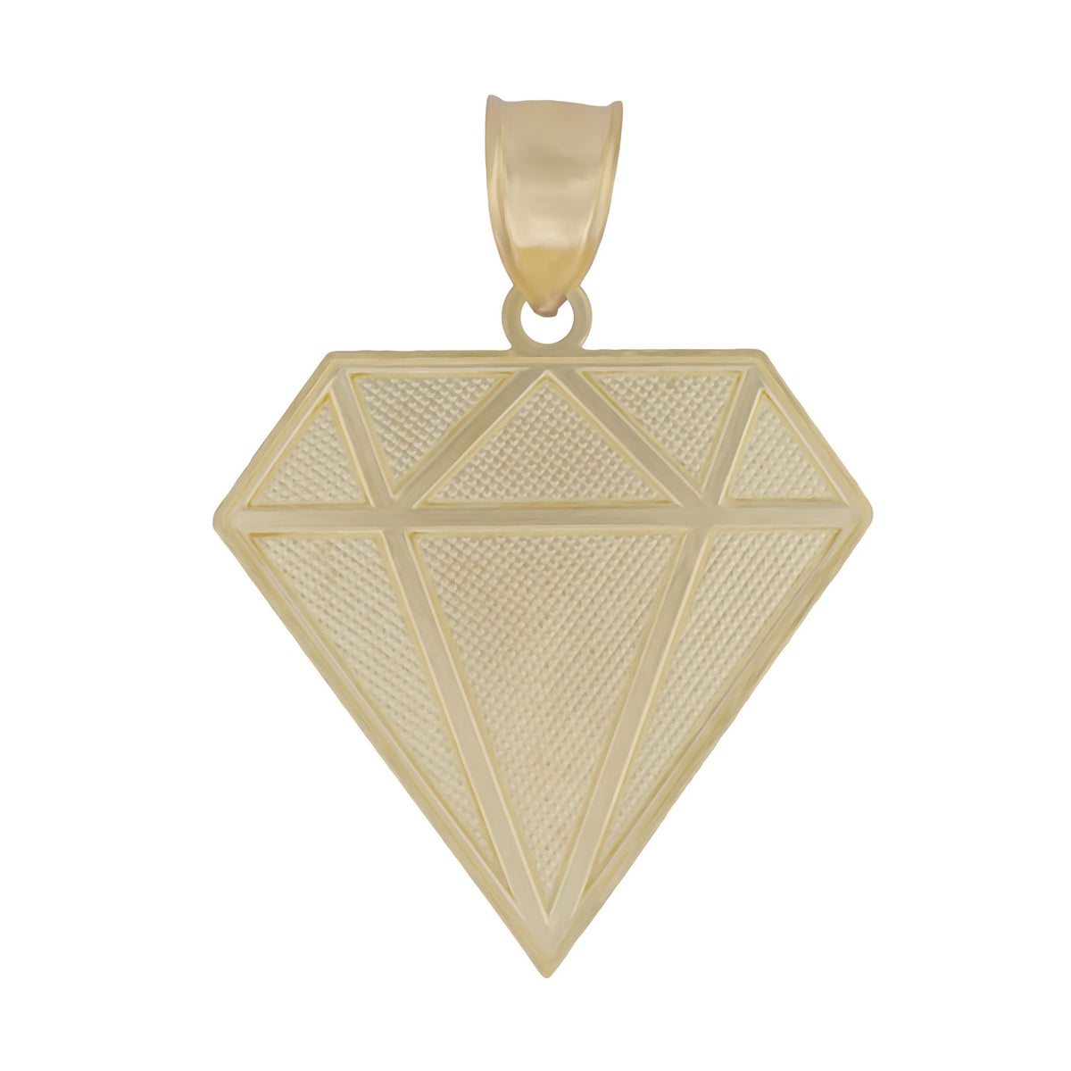 Smooth solid 10k yellow gold flat back of the diamond pendant against a white background.
