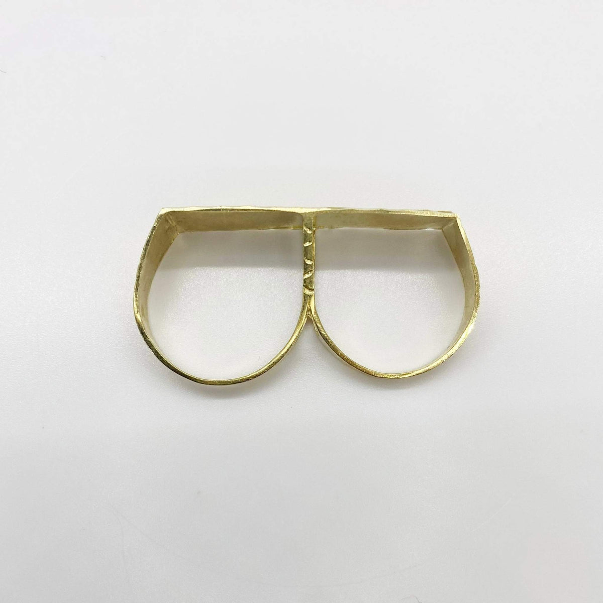 10k Gold Classic Flat Double Finger  Ring front view on a white background
