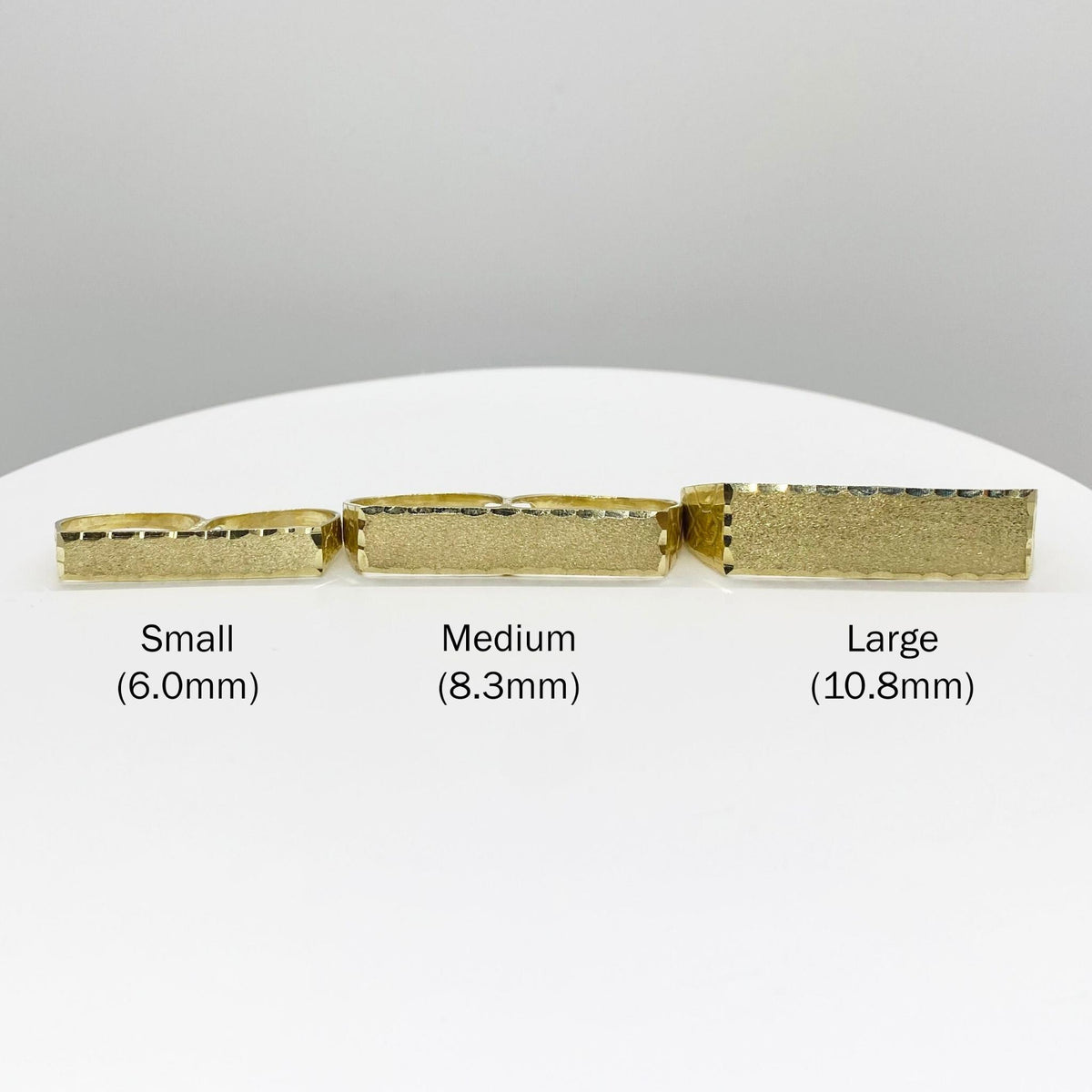 three 10k Gold Classic Flat Double Finger Ring with three size options labeled 