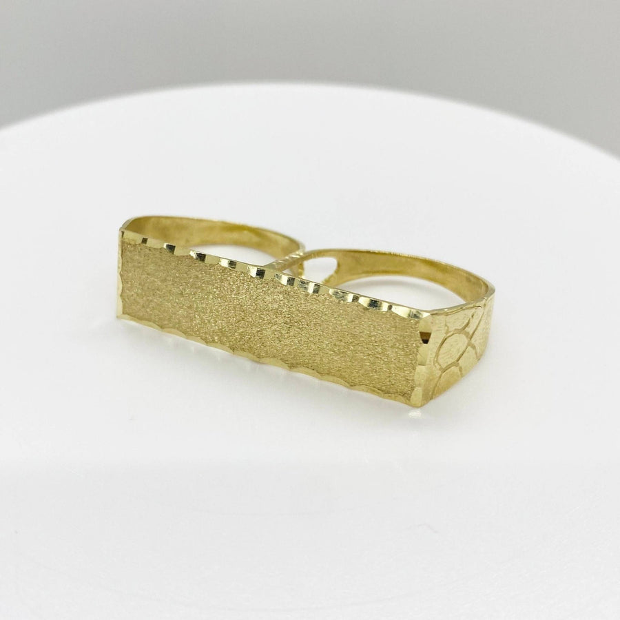 10k Gold Classic Flat Double Finger Ring front view on a white background