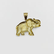 Back view of 10k gold elephant pendant showing hollow openwork texture and bail construction.
