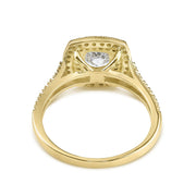 Inner view of 10k gold Eli ring showing the smooth band and cubic zirconia under-gallery.