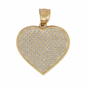 Back view of the 10k gold flat cubic zirconia heart pendant showing the polished solid gold reverse side.