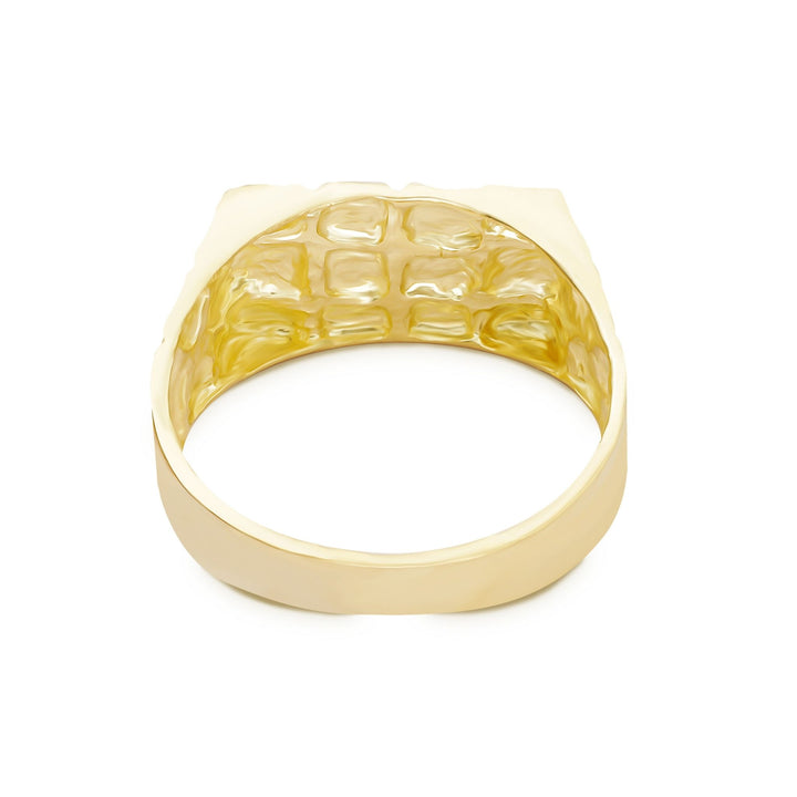 Inner back detailing of the 10k Gold Flat Rectangle Nugget Ring.