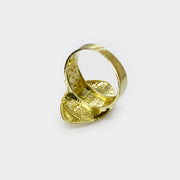 10k Gold ring with a textured design  back view on a white background