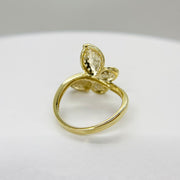 10k Gold ring with a Gleam butterfly design back view on a white background