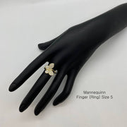 10k Gold butterfly ring on a black mannequin hand with text indicating size 5.