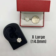 10K yellow gold hex flower cubic zirconia stud earring extra large size comparison guide.