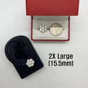 10K yellow gold hex flower cubic zirconia stud earring extra large size comparison guide.