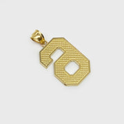 10k solid yellow gold diamond cut number 6 jersey charm pendant.