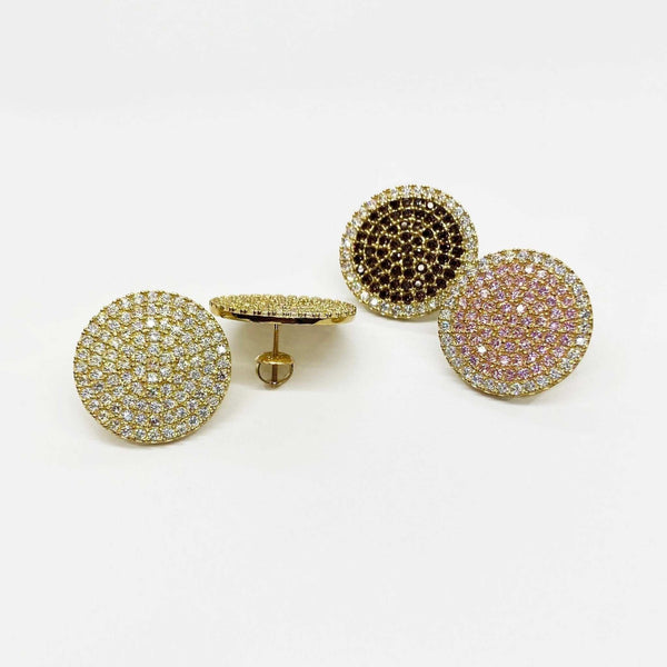 10k Gold Jumbo Hiph Round CZ Stud Earrings