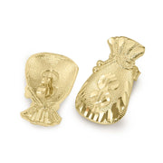 Back view of 10k yellow gold diamond-cut moneybag stud earrings showing the post.