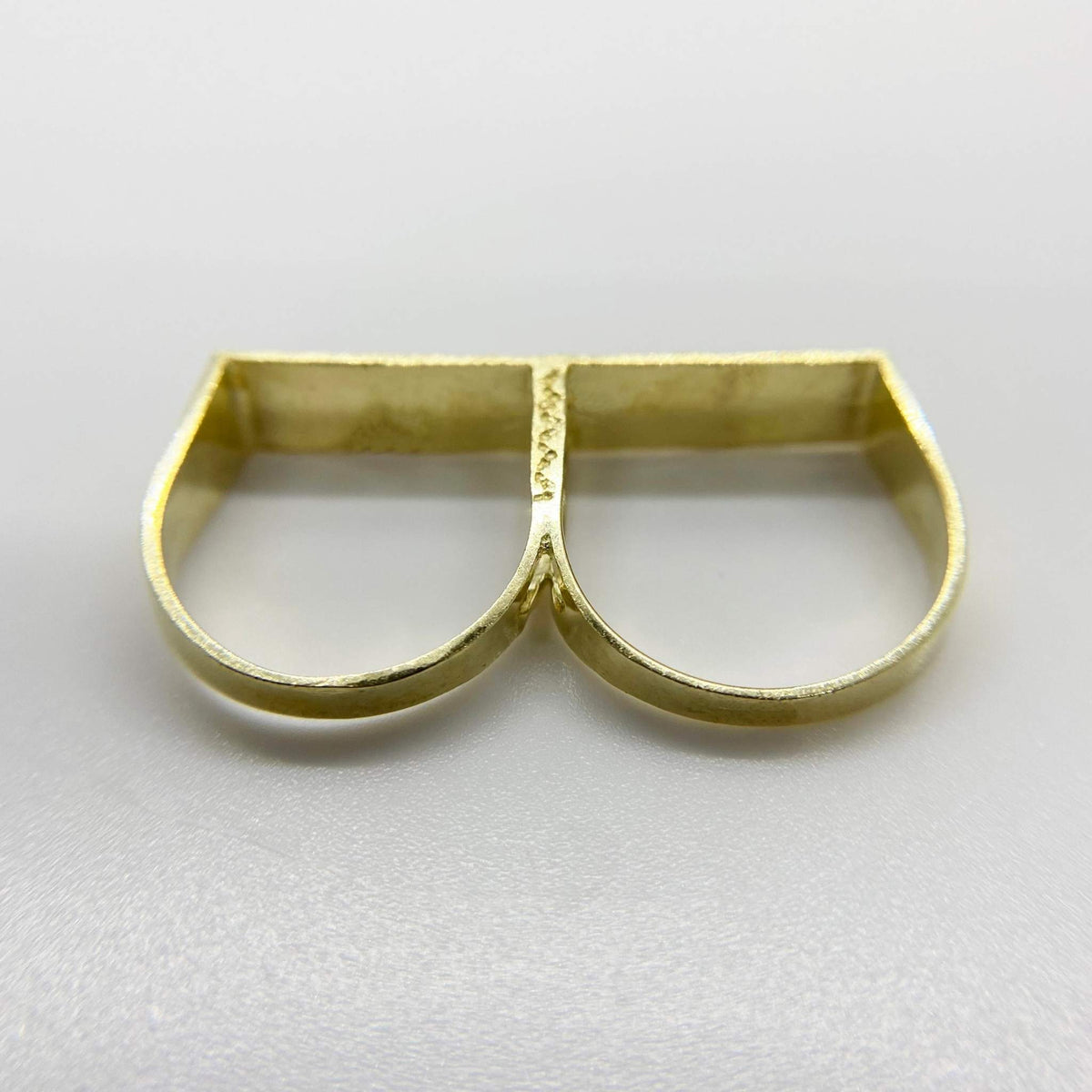 10k Gold Kids Double Finger nugget Ring back view on a light gray background