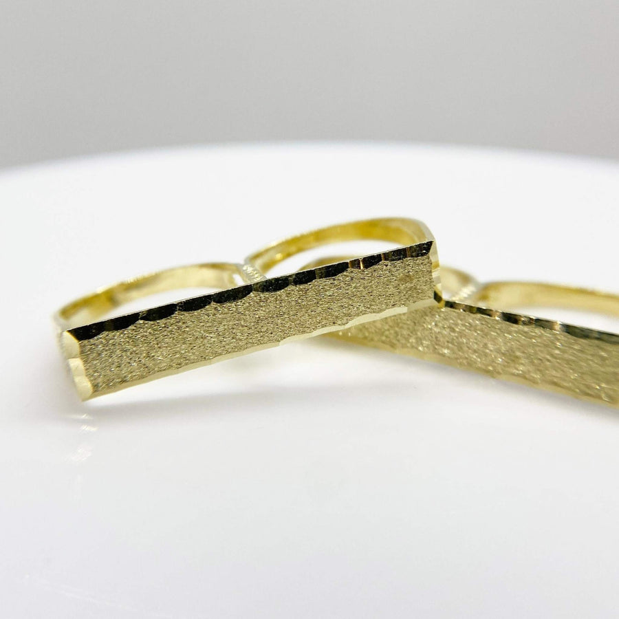 10k Gold Kids Double Finger Ring with textured band on a white background