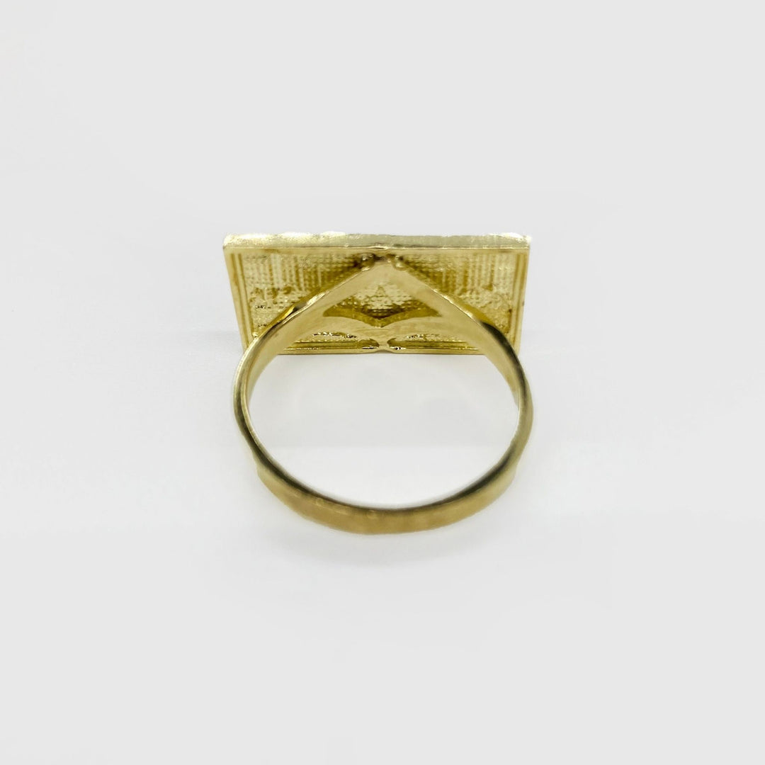 10k Gold rectangular ring with a Last Supper design back view.
