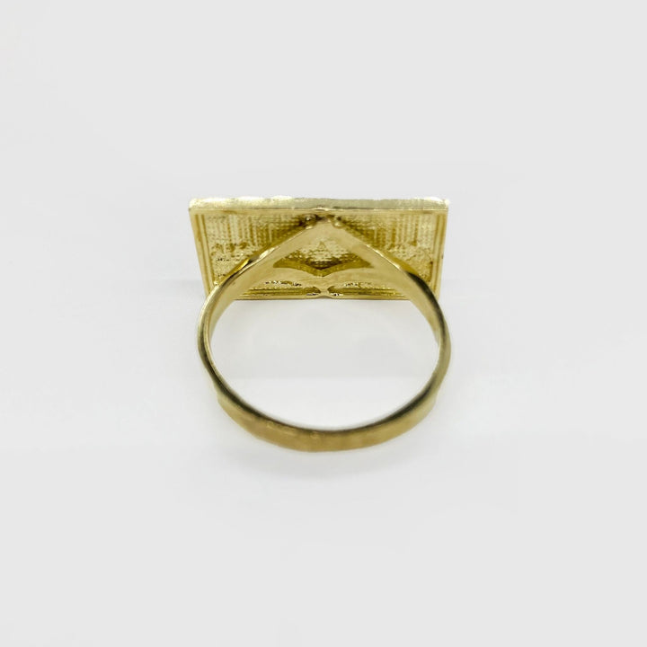 10k Gold rectangular ring with a Last Supper design back view.