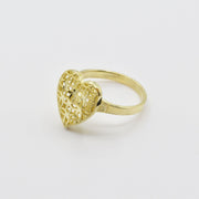 10k Gold Lattice Heart ring front view on a white background