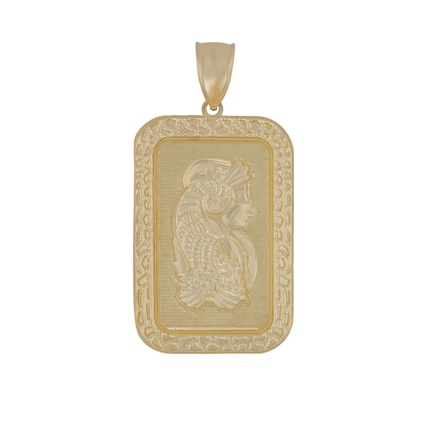 Back view of the 10k Gold Luxe Pamp Suisse Lady Fortuna Pendant showcasing the smooth finish and hinged bail.