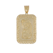 Product photo showcasing the front details of the 10k Gold Luxe Pamp Suisse Lady Fortuna Pendant.