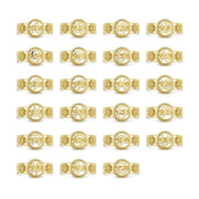 Grid display of 10k gold luxe round signet rings showing the complete script alphabet