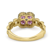 Back view of a 10k gold Rolex-style ring showing pink gemstone settings.
