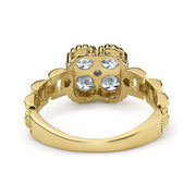 Back view of 10k gold luxe square rollie band ring with white cubic zirconia.