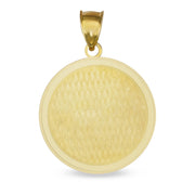 10k yellow gold diamond-cut classic round picture pendant for customizable memorial jewelry.
