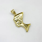 Back view of a 10k solid gold Queen Nefertiti profile pendant charm.