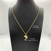 Medium-sized 10k gold Queen Nefertiti head charm styled on a 2.2mm rope chain over a dark display bust.