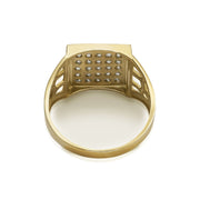 nside view of a gold signet ring showing the hollow back of the stone setting.